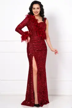 Rochie eleganta rosie Isabela cu fronseuri si insertie de fulgi imagine