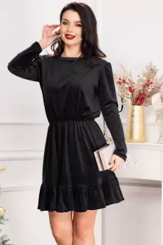 Rochie in clos Cherry din catifea neagra cu volanas imagine