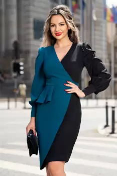 Rochie MBG asimetrica in doua culori imagine