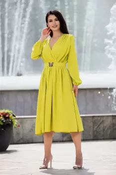 Rochie midi Otilia eleganta olive cu centura in talie imagine