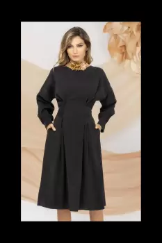 Rochie neagra Pretty Girl de zi din Lyocell imagine