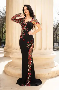 Rochie sirena de seara Anelisse eleganta cu trandafiri brodati imagine