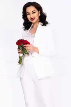 Sacou alb office dama InPuff cambrat imagine