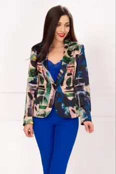 Sacou dama cu imprimeu jungle multicolor imagine