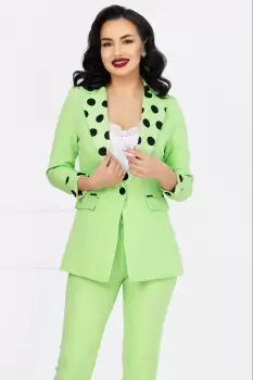 Sacou lime dama cu mansete si rever cu buline imagine