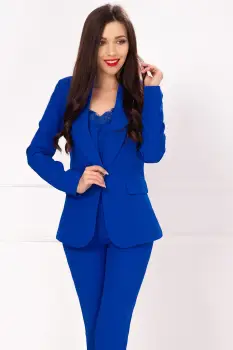 Sacou office cambrat albastru royal imagine