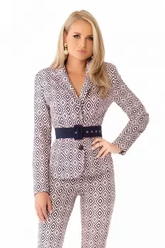 Sacou Pretty Girl rose cu imprimeu romburi imagine