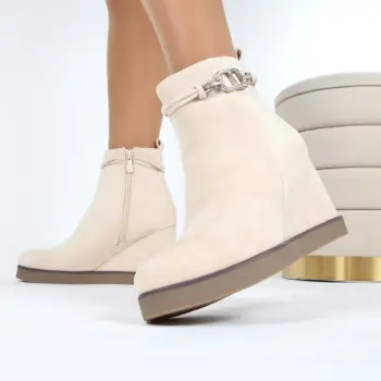 Botine bej cu plaforma Ozina imagine