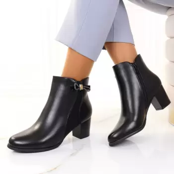 Botine cu toc patrat negre Ramona imagine