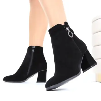 Botine negre cu toc Ianda imagine