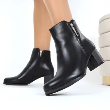 Botine negre cu toc Londa imagine