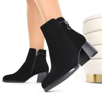 Botine negre cu toc Vanna imagine