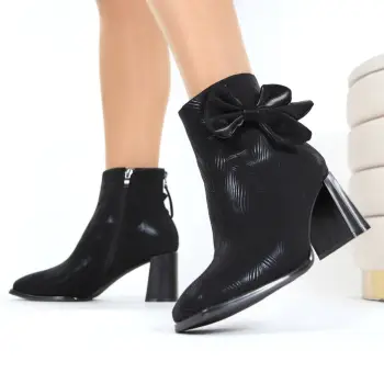 Botine negre imblanite Selina imagine