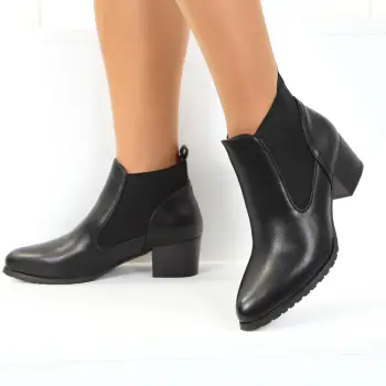 Botine negre toc patrat Valy imagine