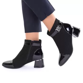 Botine piele ecologica negre Pimenta imagine