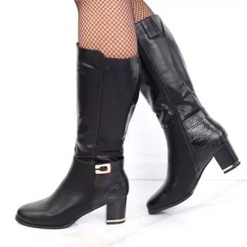 Cizme negre imblanite Sonita imagine