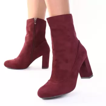 Cizme piele ecologica intoarsa bordo Kasia imagine