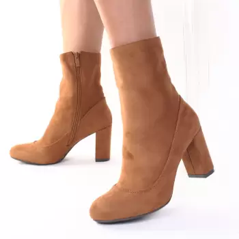 Cizme piele ecologica intoarsa camel Kasia imagine