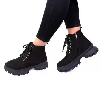 Ghete piele naturala intoarsa negre Colandra imagine