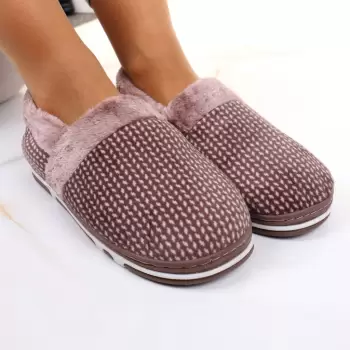 Mocasini de casa cu blanita maro Iaremia imagine