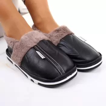 Mocasini de casa cu blanita negri Casi imagine