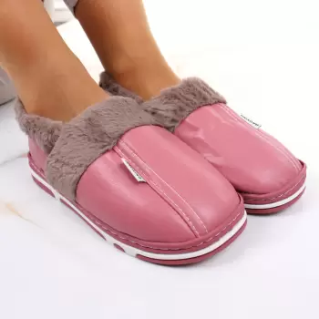 Mocasini de casa cu blanita roz Casi imagine