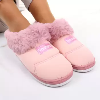 Mocasini de casa cu blanita roz Ubena imagine