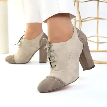 Pantofi bej cu toc Milly imagine