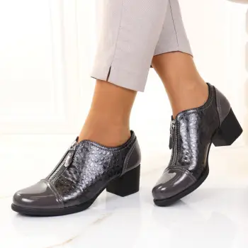 Pantofi cu toc patrat gri Nedina imagine