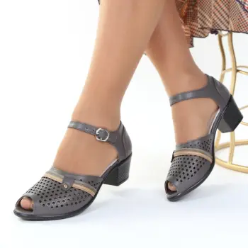 Pantofi gri perforati Inara imagine