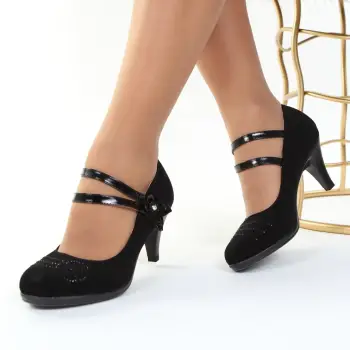 Pantofi negri cu toc Samyra imagine