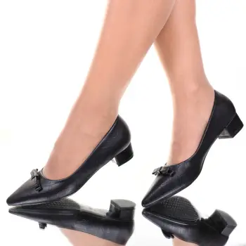 Pantofi piele ecologica negri Sebastia imagine