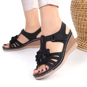 Sandale negre cu platforma Sakura imagine