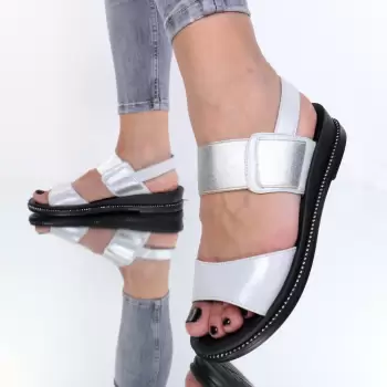 Sandale piele ecologica sidefata Donatella imagine