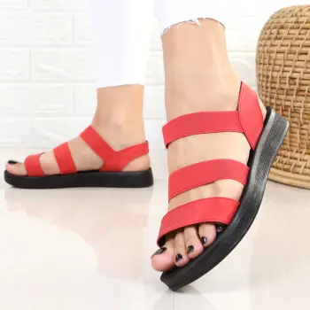 Sandale rosii talpa joasa Iren imagine