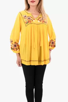 Bluza tip ie cu broderie florala - Lavinia 4 imagine