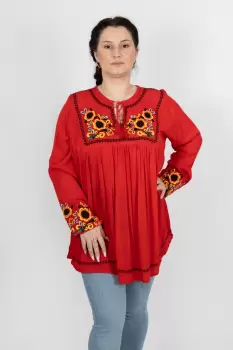 Bluza tip ie cu broderie florala - Lavinia 5 imagine
