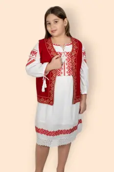 Costum Rochie si Vesta traditionala fetite Olguta imagine