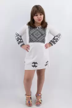 Rochie traditionala fetite Roza 3 imagine