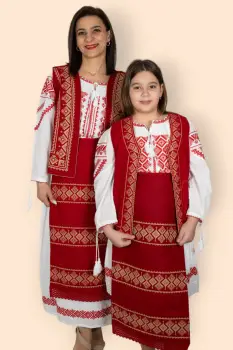 Set Traditional Mama fiica Rochie, vesta si fote Olguta 3 imagine