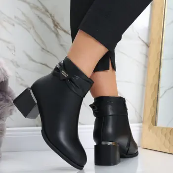 Botine Dama Imblanite Negre din Piele Ecologica Avinca imagine