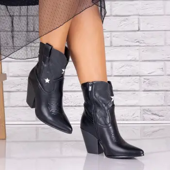 Botine dama Negre din Piele Ecologica Joanita imagine