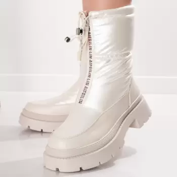 Cizme Dama Imblanite Bej din Fas Kinana imagine