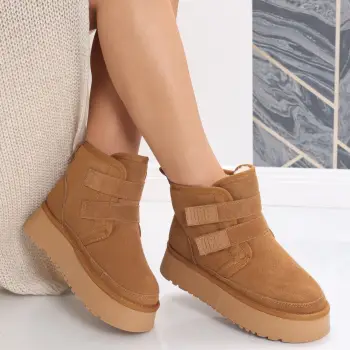 Cizme Dama Imblanite Camel din Piele Naturala Intoarsa Relova imagine