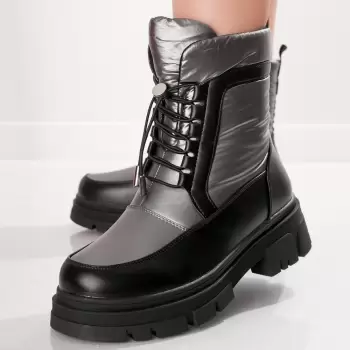 Cizme Dama Imblanite Gri din Fas Jouni imagine