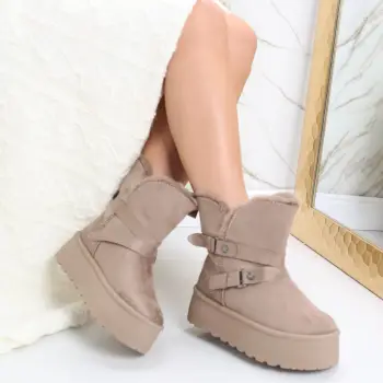 Cizme Dama Imblanite Kaki din Piele Naturala Intoarsa Almina imagine