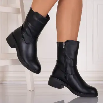 Cizme Dama Imblanite Negre din Piele Ecologica Arelva imagine