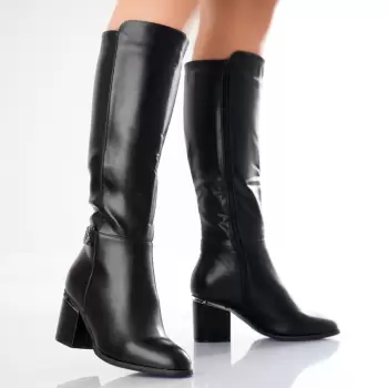 Cizme Dama Imblanite Negre din Piele Ecologica Melina imagine