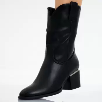 Cizme Dama Imblanite Negre din Piele Ecologica Nevano imagine