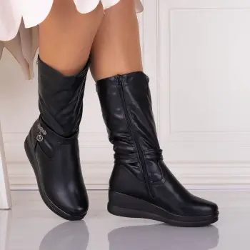 Cizme Dama Imblanite Negre din Piele Ecologica Sanya imagine